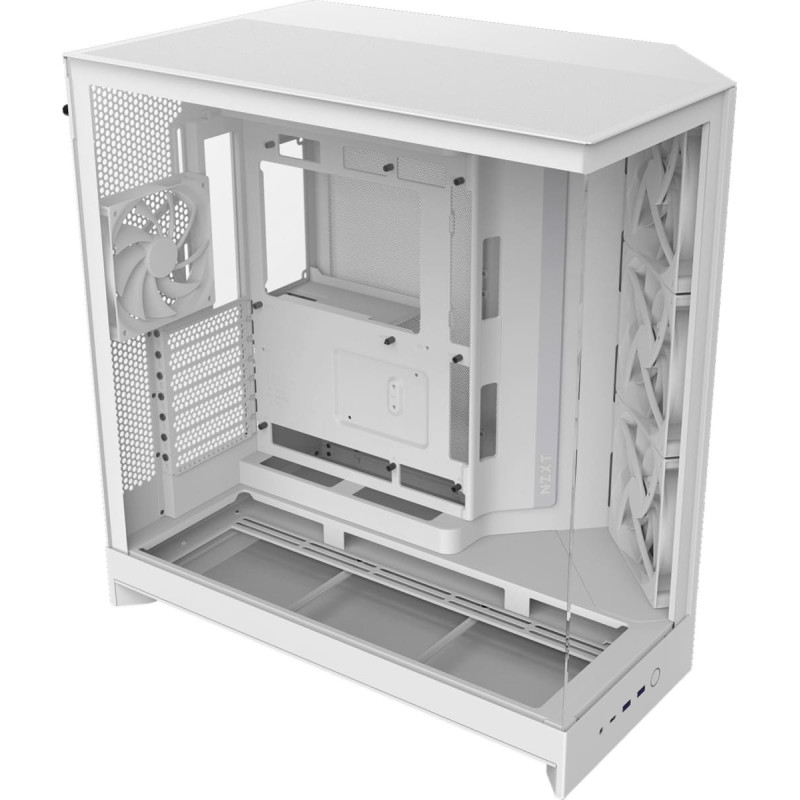Nzxt H9 Flow, tower case white (matte), tempered glass x 2