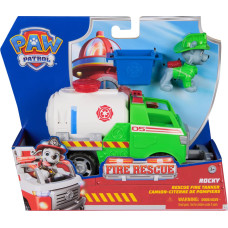 Spin Master Paw Patrol Fire Rescue - Rocky's Tanker Truck, toy vehicle with grapple claw and container plus Rocky dog figure