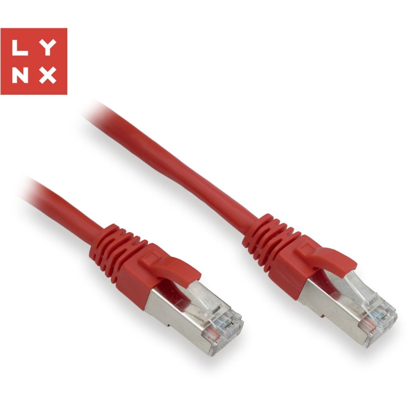 Lynx Cs LYNX FTP patch kabel Cat5e PVC, CCA, 1m, červen&yacute; (balen&iacute; obsahuje 10ks)