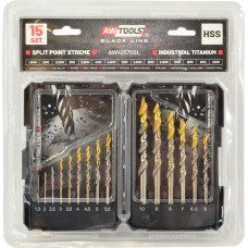 Awtools WIERTŁO DO METALU M2 HSS-TiN KPL.15szt.  /1.5-10mm / BLACK LINE