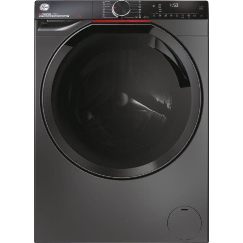 Hoover Washing Machine | H7W4 49MBCR-S | Energy efficiency class A | Front loading | Washing capacity 9 kg | 1400 RPM | Depth 51 cm | Width 60 cm | Digit | Steam function | Wi-Fi | Black