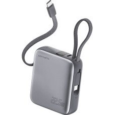 4Smarts Powerbank 4smarts Pocket Dual Cord 10000mAh 22.5W z wbudowanym kablem USB-C 15cm szary