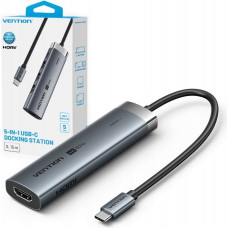 Vention 5in1 USB-C 100W PD 5Gbps 4K@60Hz silver