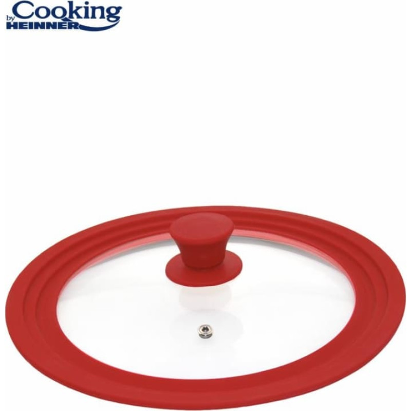 Glass lid with adjustable silicone edge, red 22/24/26cm HR-AER-22D26R, COOKING BY HEINNER