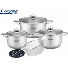 Cooking set stainless steel with non-stick coating 8 pcs HR-MSF-8PSC, COOKING BY HEINNER