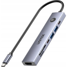 Unitek HUB USB Unitek Hub USB-C 7w1 4K@60Hz, PD 100W i przycisk HDMI On/Off