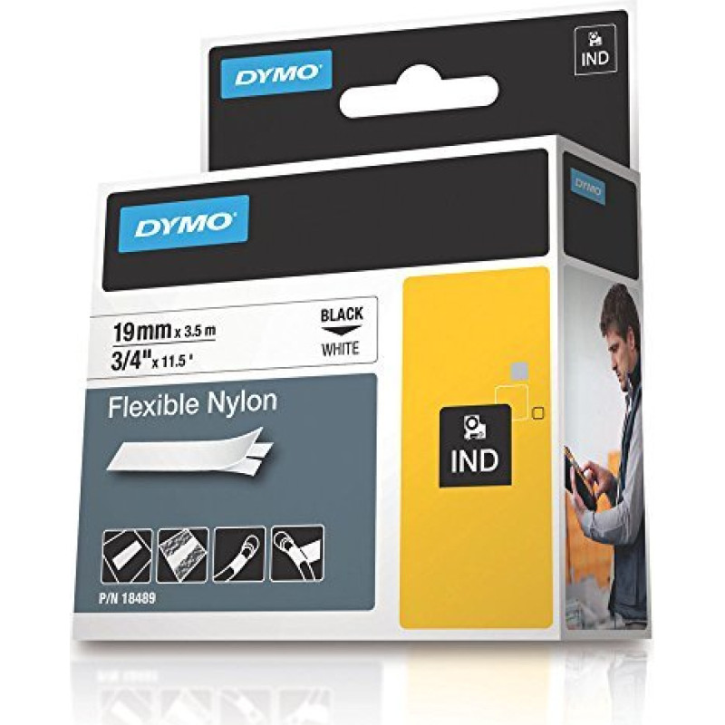 Dymo Rhino Band Nylon black / white 19mmx3,5m
