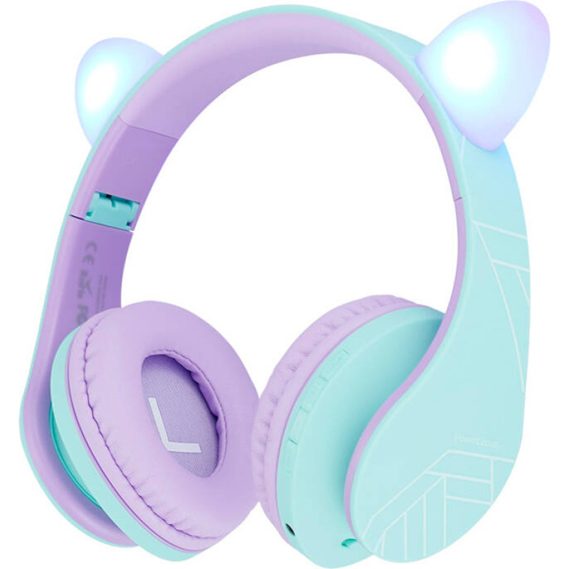 Powerlocus P2 Cats Ears Wireless Headphones for Kids (blue and purple)