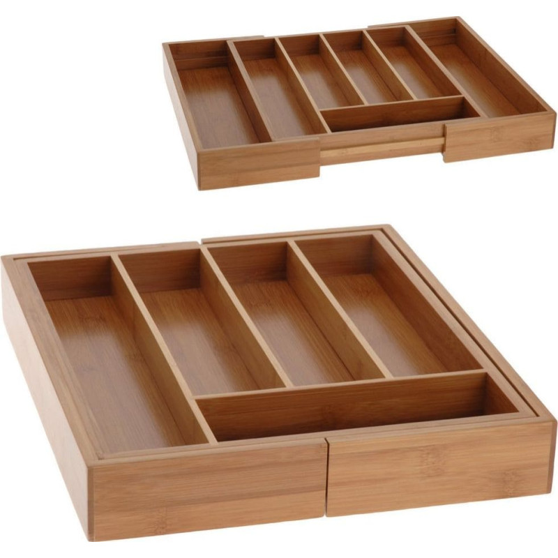 Excellent Houseware A bamboo spread-out cutlery organizer