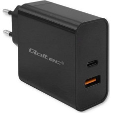 Qoltec Loader Qoltec Charger Super Quick PD | 1xUSB-C | 1xUSB | 65W | 5-20V | 1.5-3.25A | Black