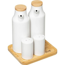 5Five Dozowniki do przypraw na oliwę, ocet, s&oacute;l i pieprz, komplet ceramiczny, biały