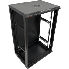 Q-Lantec Szafa Q-Lantec Szafka rack wisząca 19" 18U 600x450, niedzielona, drzwi szklane, kolor czarny FLAT PACK,