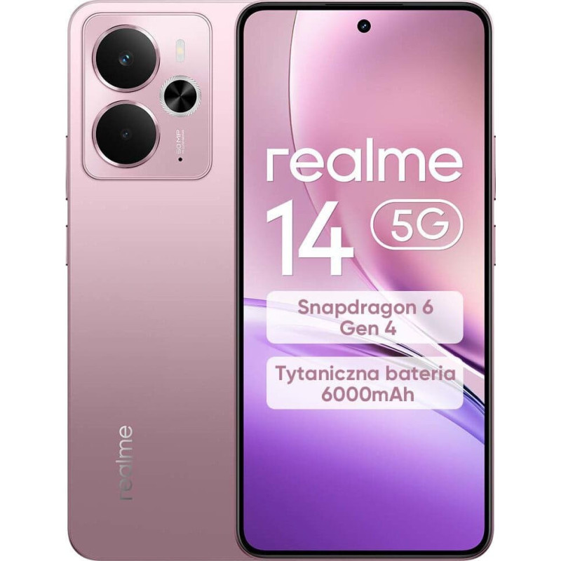 Realme Smartfon Realme 14 5G 12/256GB R&oacute;żowy  (6941764456778)