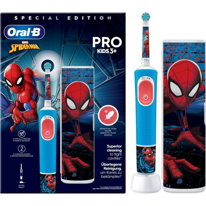 Oral-B Vitality Pro 103 Kids Spiderman with Travel Case, Electric Toothbrush Blue/White