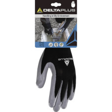 Delta Plus Tekstila darba cimdi, poliestera, nitrila plaukstas daļa, 7, Delta Plus