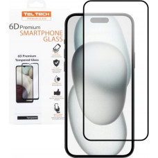Teltech PREMIUM SZKŁO 6D IPHONE 15 SZKŁO PROFILOWANE HARTOWANE FULL COVER CZARNA RAMKA