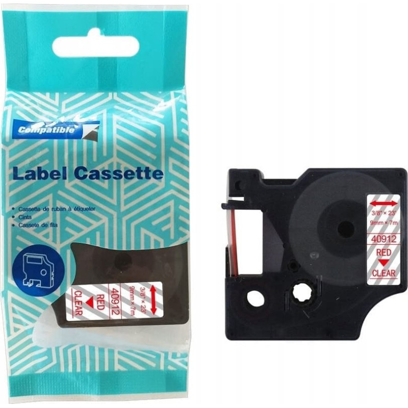 Dymo Taśma DYMO D1 40912 9mm x 7m S0720690 czerwony na przezroczystym zamiennik