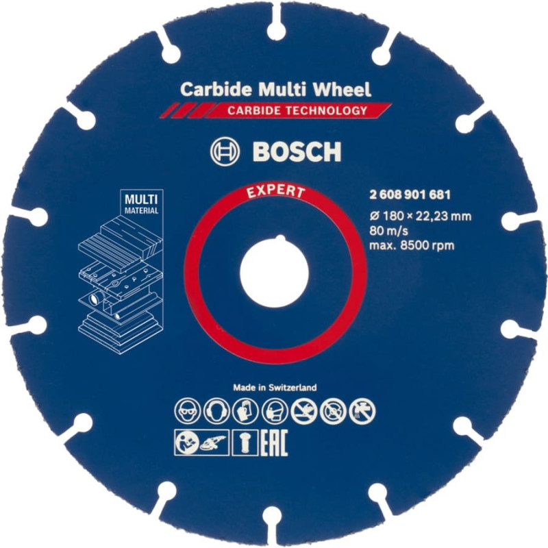 Bosch Professional EXPERT Carbide MultiWheel cutting disc, O 180mm bore 22.23mm, straight