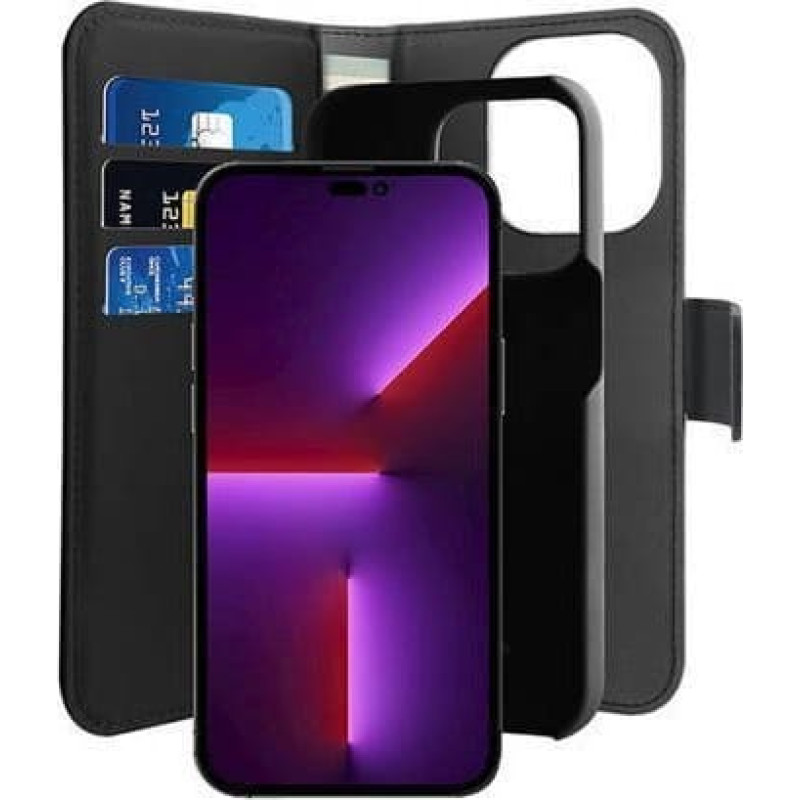 Puro Etui Puro Wallet Detachable do iPhone 14 Pro 6,1" 2w1 czarne/black
