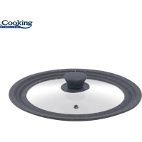 Glass lid with adjustable silicone edge, grey 28/30/32cm HR-AER-28D32G, COOKING BY HEINNER
