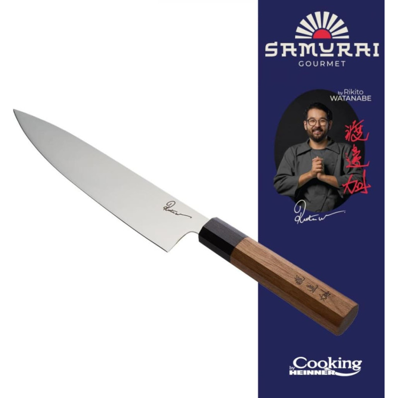 Chef's knife 20cm SAMURAI GOURMET ebony and walnut handle HR-EVI-R20 HEINNER