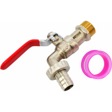 Awtools AW GARDEN LEVER TAP 3/4" GZ 1"/ BRASS NICKEL-PLATED