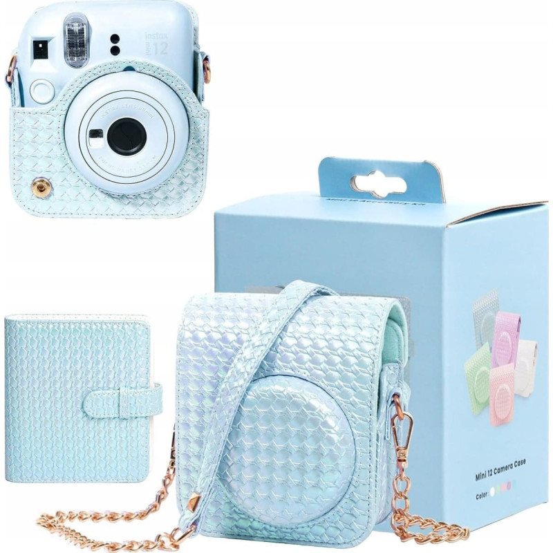 Loveinstant Zestaw 2w1 Futerał Etui Case Do Fuji Instax Mini 12 + Album Na 64 Zdjęcia / Niebieski
