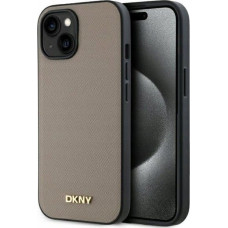 Dkny DKHMP15SPGHLME iPhone 15 6.1" beige/beige hardcase Grained Metal Logo MagSafe