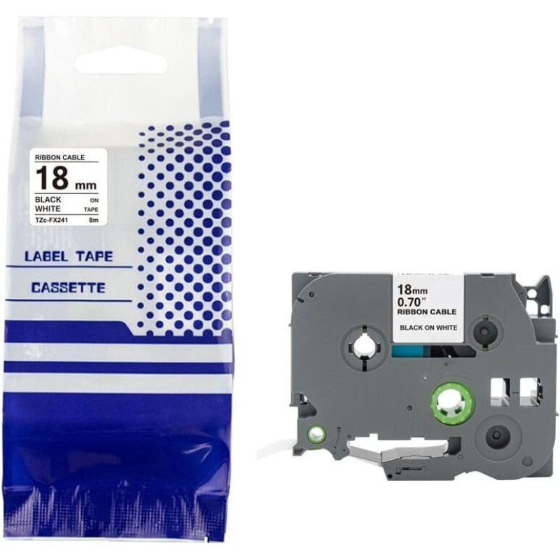 Brother Taśma BROTHER TZe-FX241 18mm x 8m czarny na białym zamiennik