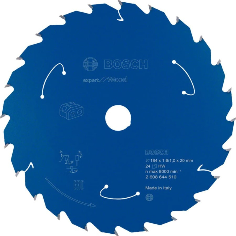 Bosch Professional circular saw blade Expert for Wood, O 184mm, 24Z bore 20mm, for cordless hand-held circular saws
