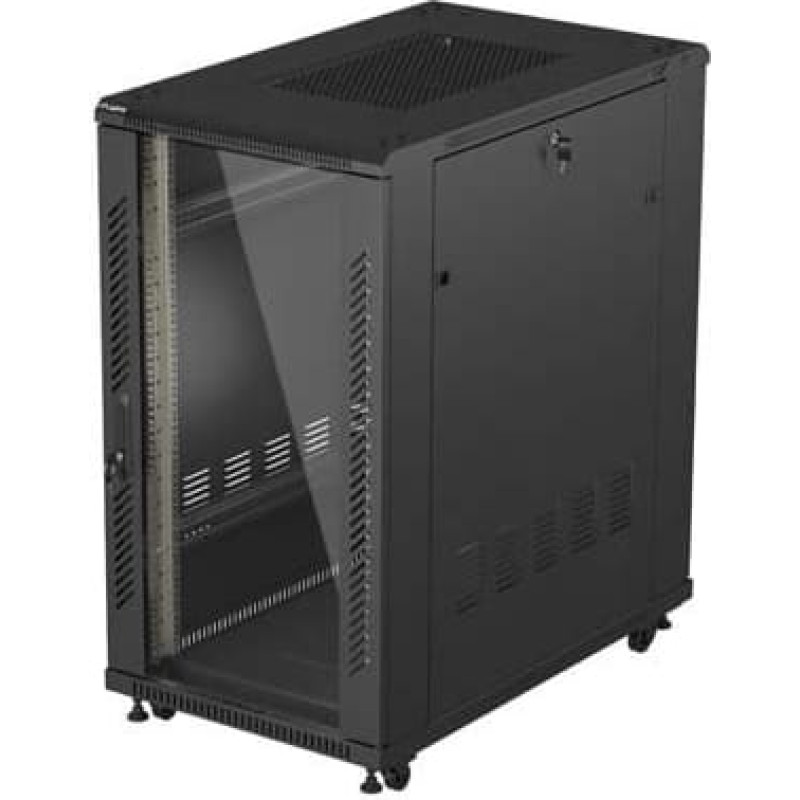 Lanberg SZAFA INSTALACYJNA RACK STOJĄCA 19" 22U 600X1000 CZARNA DRZWI PRZESZKLONE LANBERG (FLAT PACK)