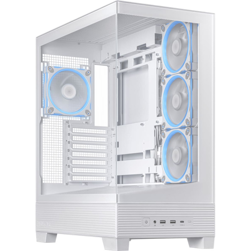 Asus A31 PLUS TG ARGB, tower case white, tempered glass x 2