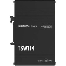 Teltonika TSW114, black switch, Ethernet switch with DIN rail