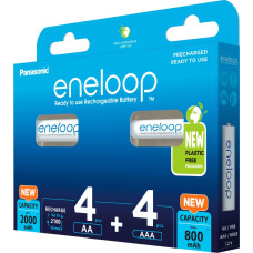 Panasonic battery eneloop 4+4 combination 1.2V, 4x Micro AAA + 4x Mignon AA 8 pieces