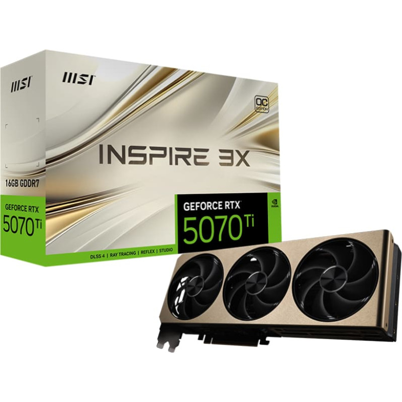 MSI GeForce RTX 5070 Ti 16G INSPIRE 3X OC PLUS | NVIDIA | 16 GB | GeForce RTX 5070 Ti | GDDR7 | HDMI ports quantity 1 | PCI Express Gen 5