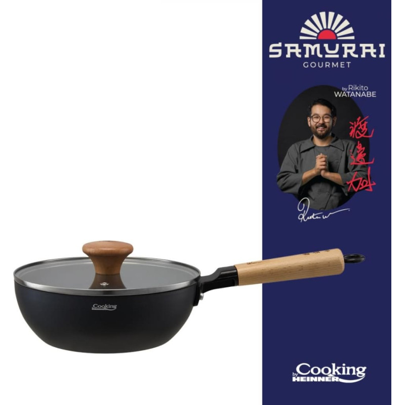 Wok pan with lid aluminium with ceramic coating 20x7 cm HR-SNT-WC20, COOKING BY HEINNER
