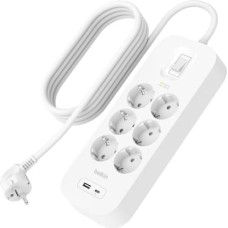 Belkin Surge Socket 6-fold + USB-A+C,650J,18W,2m SRB002vf2MV2
