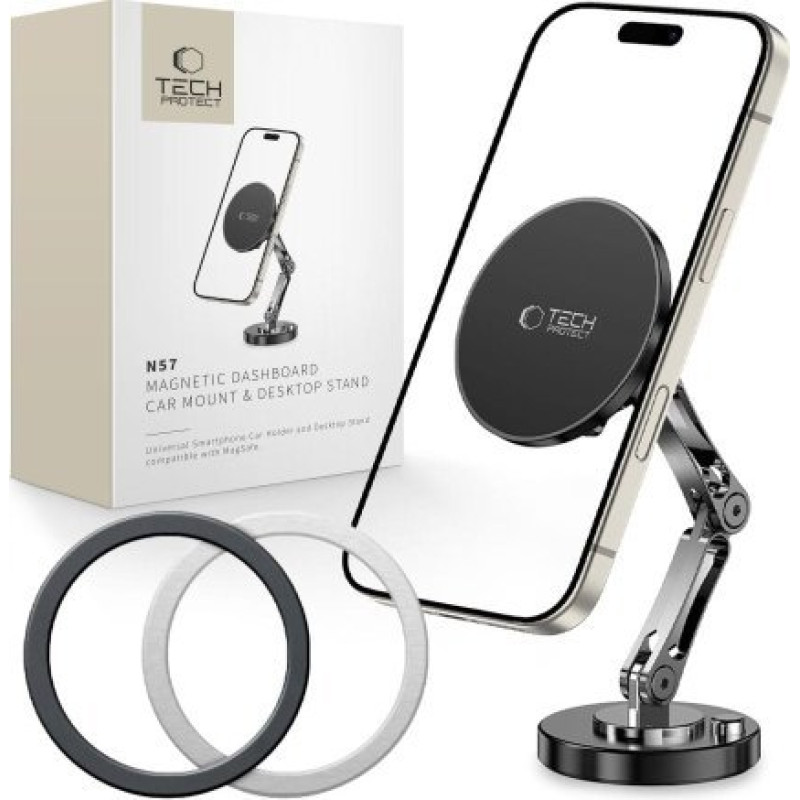 Tech-Protect N57 MAGNETIC MAGSAFE DASHBOARD CAR MOUNT & DESKTOP PHONE STAND BLACK