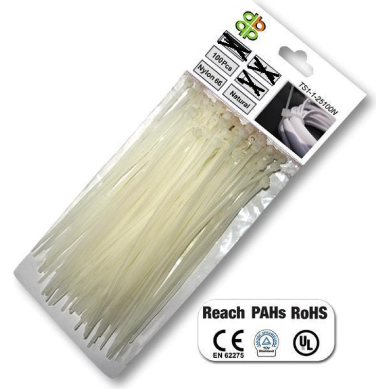 Bradas OPASKA PLASTIKOWA BIAŁA  4,8 x 200mm 100szt.