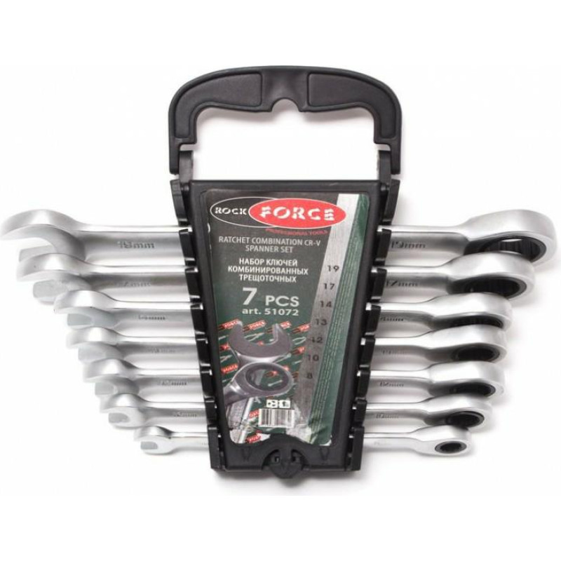 Rockforce ZESTAW KLUCZY PŁASKO-OCZKOWYCH Z GRZECHOTKĄ  7szt.