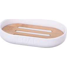 Bathroom Solutions Mydelniczka podstawka na mydło drewniana bambusowa biała