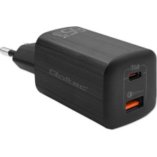 Qoltec Loader Qoltec Network charger 65W GAN ULTRA | 5-20V | 2.25-3.25A | 1 x USB type C PD | 1 x USB | Black