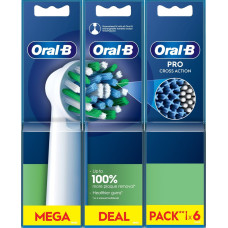 Oral-B | Replaceable toothbrush heads | EB50RX-6 Cross Action Pro | Heads | For adults | Number of brush heads included 6 | White