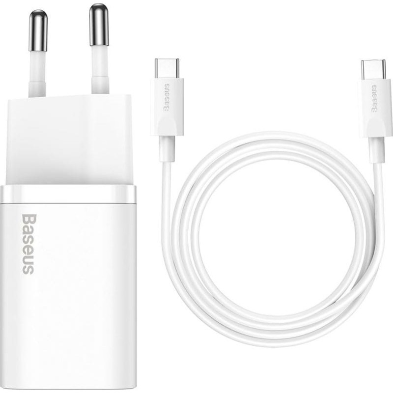 Baseus Super Si Quick Charger 1C 25W with USB-C cable for USB-C 1m (white)