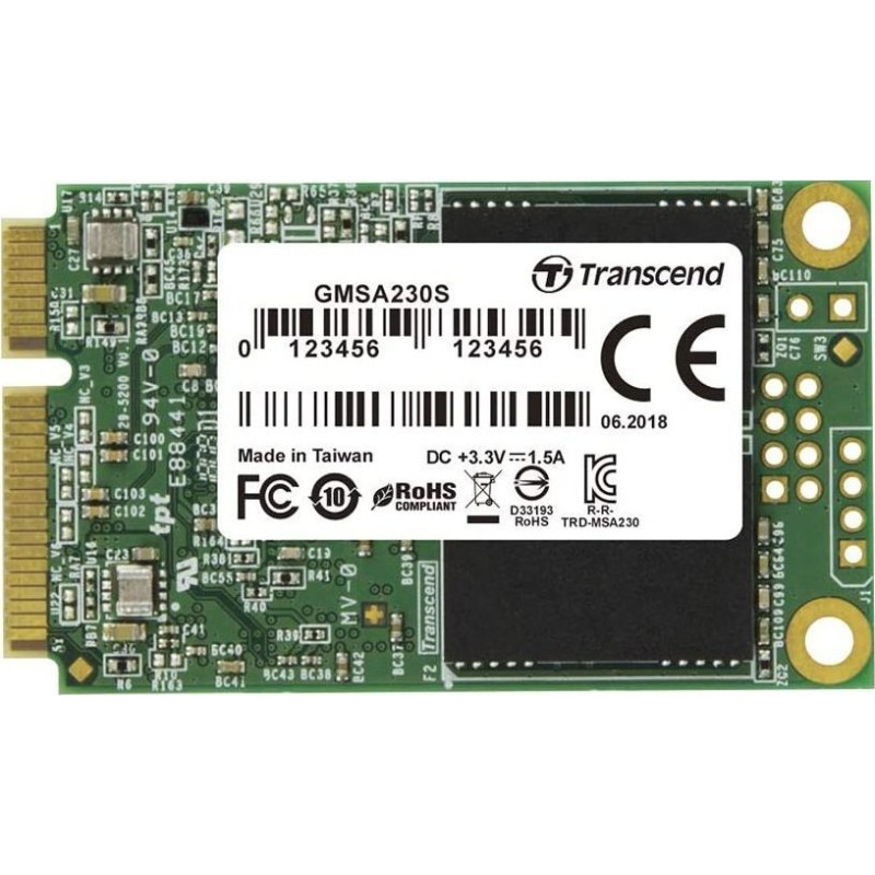 Transcend SSD|TRANSCEND|64GB|mSATA|SATA 3.0|3D NAND|Write speed 200 MBytes/sec|Read speed 350 MBytes/sec|TBW 35 TB|MTBF 200000 hours|TS64GMSA230S