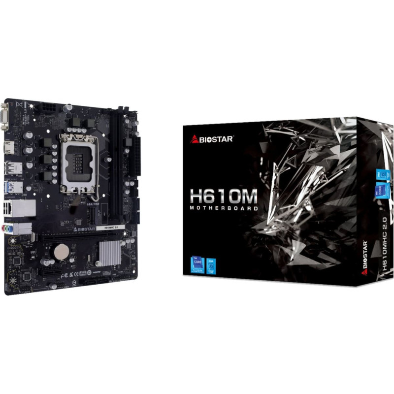 Biostar Mainboard|BIOSTAR|Intel H610|LGA1700|Micro-ATX|Memory DDR4|Memory slots 2|H610MHC2.0