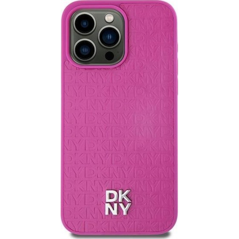 Dkny DKNY DKHMP15SPSHRPSP iPhone 15 / 14 / 13 6.1" r&oacute;żowy/pink hardcase Leather Pattern Metal Logo MagSafe