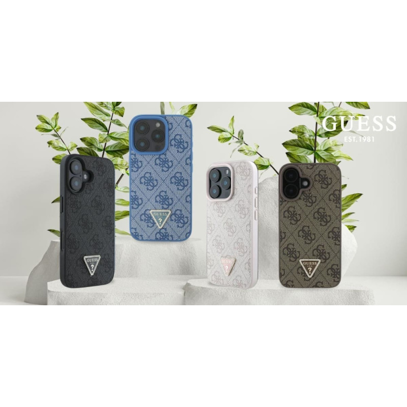 Guess Guess GUHCP16XP4TDPP iPhone 16 Pro Max 6.1" r&oacute;żowy/pink hardcase Leather 4G Triangle Strass MagSafe