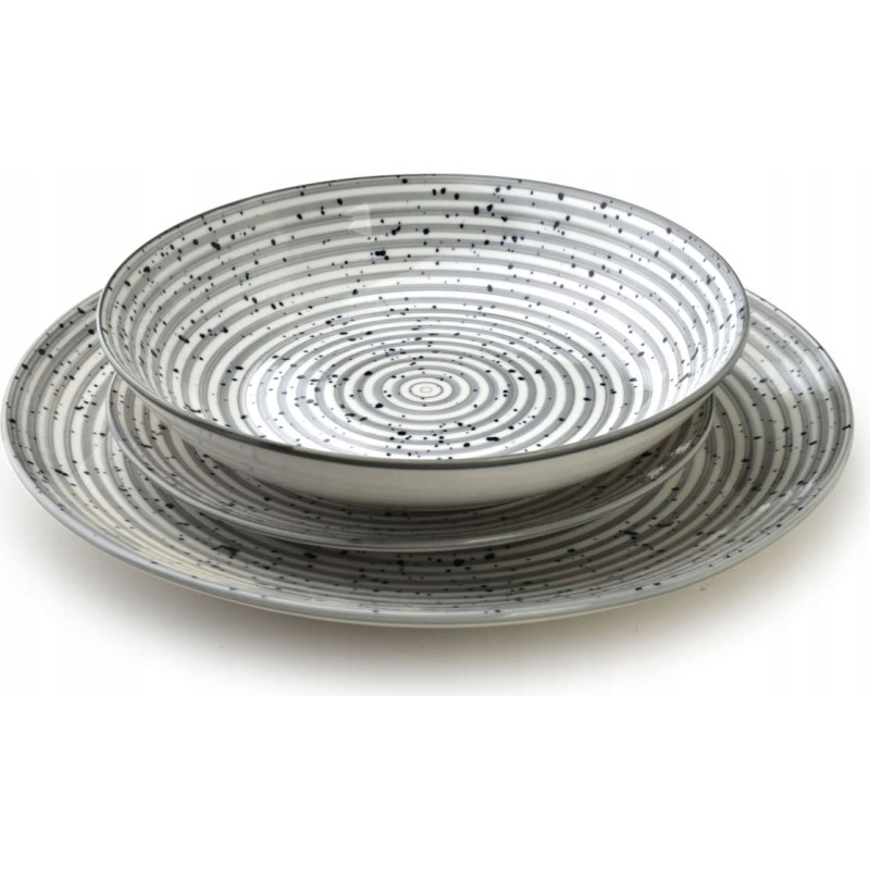 Lumarko STRIPES GREY Komplet obiadowy 18cz.27/19/20cm miska 550ml