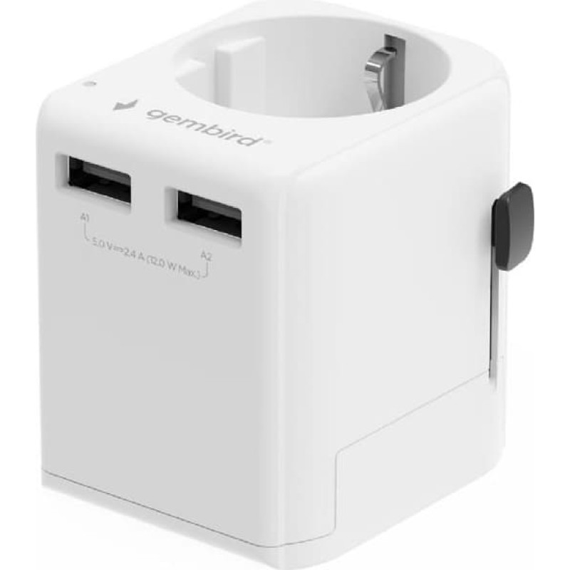 Gembird POWER ADAPTER EU TO UNIV. 12W/WHT TPA-EU2A12-01-W GEMBIRD